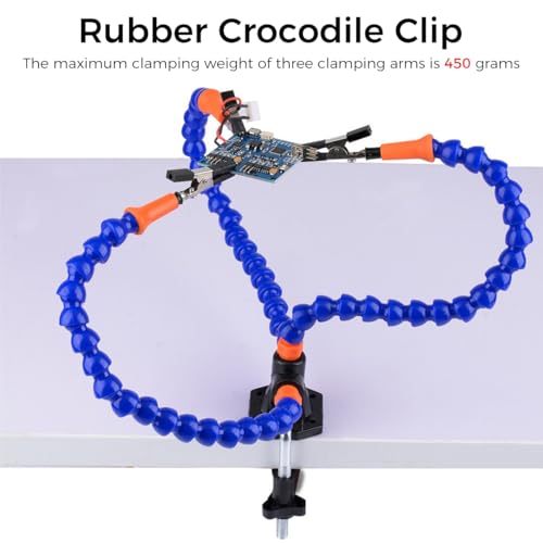 Image of Serplex Soldering Helping Hands Clamp, Third Hand Soldering Tool with 3 Flexible Alligator Clip Arms, PCB Third Hand Holder Soldering Station Vise Table Clamp PCB Holder for Electronics Repair