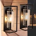AMUMO Craly 14" H Outdoor Wall Sconce, Outdoor Lantern Exterior Waterproof with Clear Seeded Glass Shade, Anti-Rust, Black, Porch Lights Fixtures for Patio Front Door Entryway 2 Pack