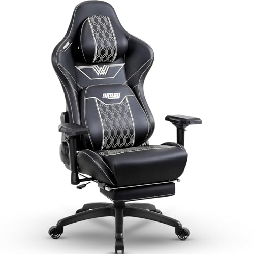 Image of Drogo Matrix Ergonomic Gaming Chair with 4D Armrest, Adjustable Seat Pu Leather & Foot Rest | High Back Computer Chair with Head & Lumbar Support Pillow | Home & Office Chair with Full Recline (Black)