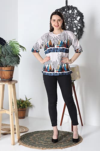 Image of OM SAI LATEST CREATION Women's Tie Dye Color Block Crewneck Cape Sleeve Casual Loose Pullover Sweatshirt Tops