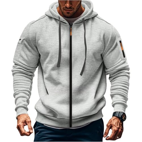Zip Up Hoodie Men Vintage Cargo Tactical Sweatshirts Jacket With Pockets - image 2