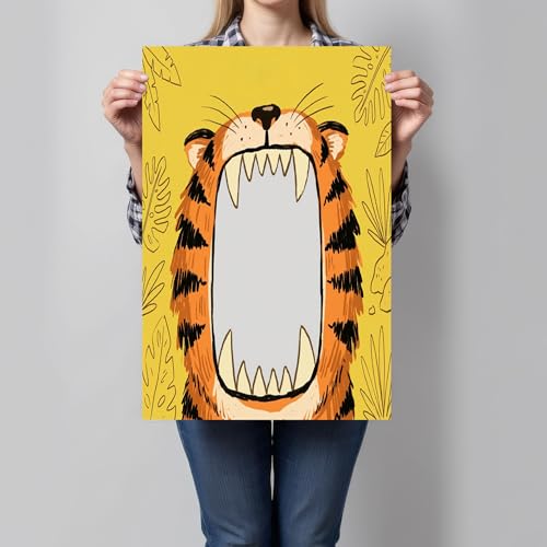 Cuadro de tigre moderno de 70x100cm para dar un toque divertido al comedor