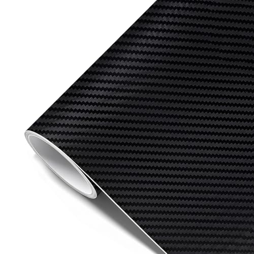 Flintronic Matt Schwarz Carbon Autofolie 30cm x 150cm 3D Car Wrapping Car Folie Blasenfrei Auto Schutz Carbon Folie Selbstklebend Autofolie aus Vinyl für Auto und Motorrad DIY