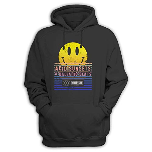 Acid Sunsets Balaeric Beats EDM Acid House Music Techno Rave Ibiza Sudadera, Negro, XX-Large