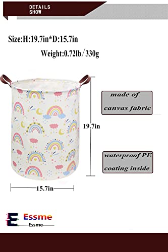 Image of ESSME Rainbow laundry basket,Collapsible Laundry Hamper with Waterproof PE Coating Hamper Nursery Hamper for Room Decor, storage,Gift Basket.(Rainbow)