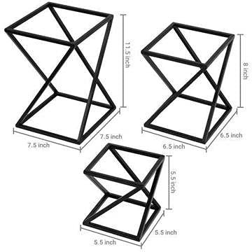 INDIAN DECOR. INDIAN DECOR 29997 Geometric Matte Black Metal Pizza Display Riser Stands, Set of 3, Standard (29999) 3