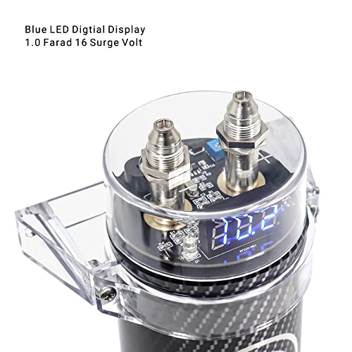 Recoil R1D 1.0 Farad Car Audio Energy Storage Reinforcement Capacitor With Blue Digital Read-Out #TOP2