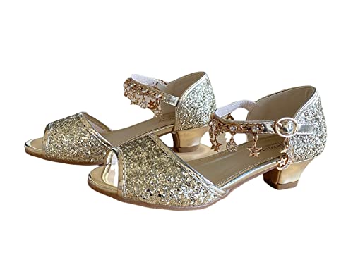 Zapatos infantiles de princesa para niña con purpurina rosa de comunión 4