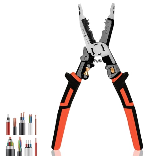 Image of Wire Stripper Wire Crimping Tool - 10-in-1 Versatile Wire Cutter Crimper Cable Stripper AWG 22-10 Heavy Duty Wire Stripper Cutter Pliers Tool for Splitting,Stripping,Cutting,Crimping,Clamping