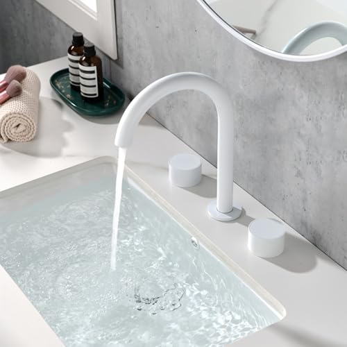 Mitigeur de lavabo à double levier blanc MOCHAMIK robinet 3 trous