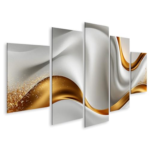 Tableau sur toile élégant blanc doré islandburner pour un salon prestigieux