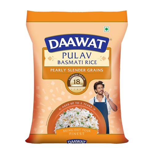 Image of Daawat Pulav Basmati Rice 5Kg| Pearly slender Grains| Cooked Grain Upto 18mm*| Long & Fluffy Pulav Rice
