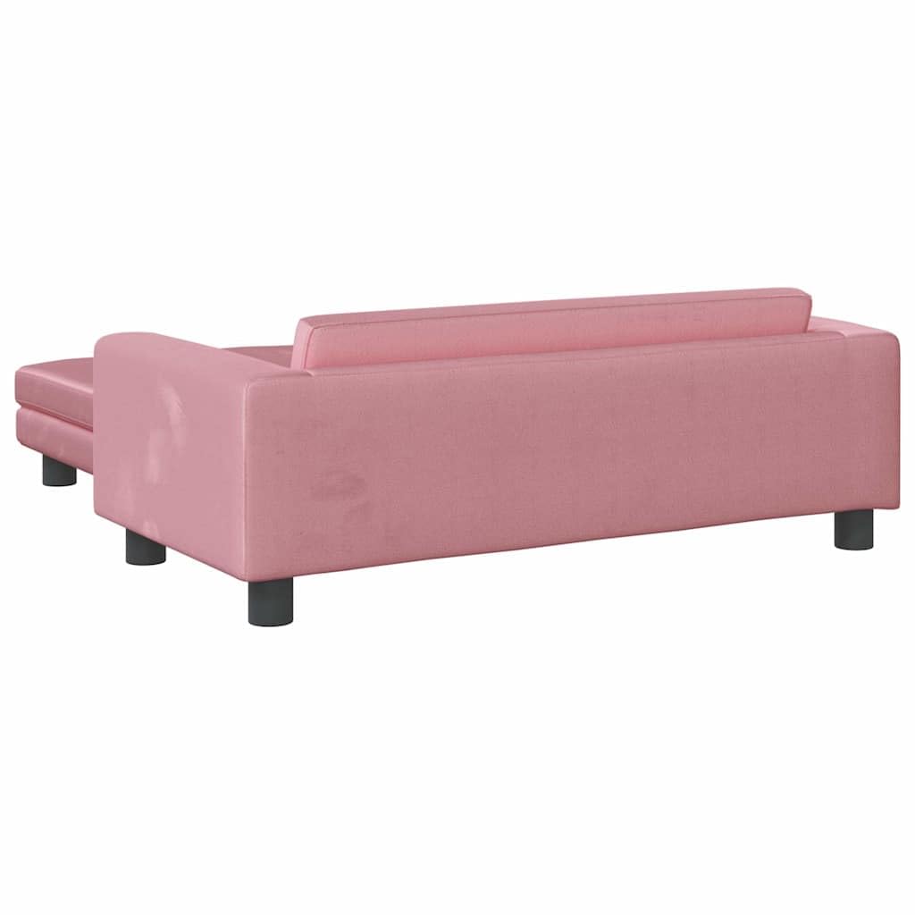 Divano per bambini con sgabello, rosa, in velluto, 100 x 50 x 30 cm, con struttura in legno di pino massiccio e imbottitura in morbida schiuma, per la cameretta dei bambini, ideale per la