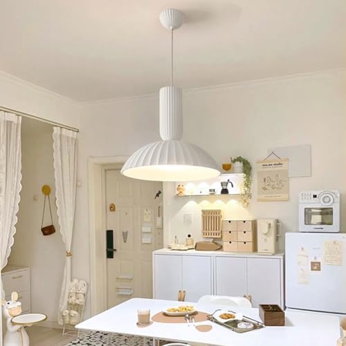 Stylish LED Kitchen Island Light Fixture - White Hanging Pendant with Resin PE Shade for Dining Room, Bedroom, and Storage - Modern Home Decor Lighting Solution
