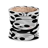 WDdZzyy Niedliche Cartoon-Panda-Winter-Halstücher für kaltes Wetter, Bandana, dick, gestrickt, winddicht, für Damen und Herren