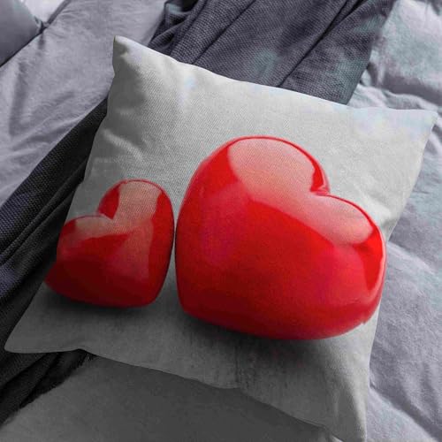 Housse de coussin rouge oriental CEVAN taie d'oreiller lin canapé 50x50