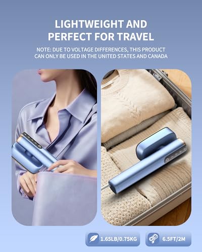 Image of MIYOKO Steamer & Iron for Clothes, 15s Fast Heat-up 1200W Portable Handheld Garment Steamer 2 In 1, Travel Size with Large Ceramic Heat Panel, Powerful Steam Quick Wrinkle Removal, 110V-120V