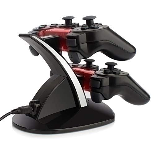 PS3 Controller Charger, Dual USB PS3 Controller Charging Station for Sony Playstation 3 / PS3 Slim / PS3 Controller Charging Dock Stand Station Compatible with PS3