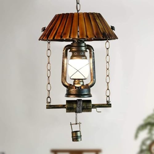 Lanterne à pétrole suspension vintage en fer et verre pour éclairage intérieur rétro