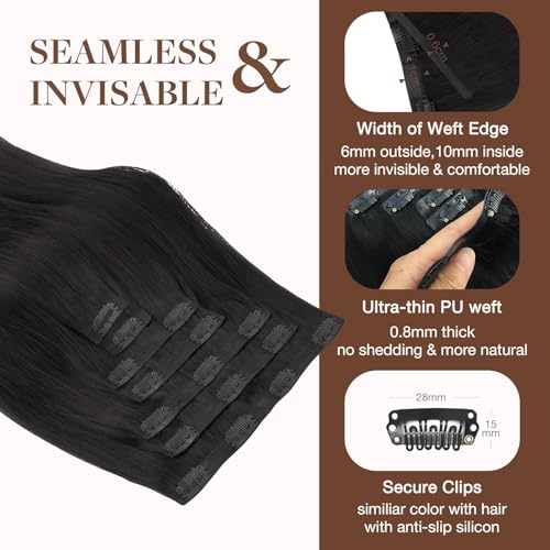 Image of GOO GOO Seamless Clip in Hair Extensions Real Human Hair Remy Extensions