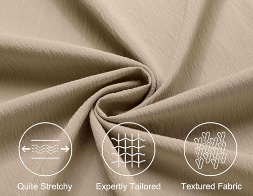 Image of DEELMO Mens Casual Button Down Shirt Summer Beach Shirts Long Sleeve Cuban Collared Tropical Textured Shirts