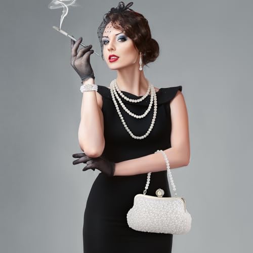 Maitys 4 Pcs Pearl Necklace and Earring Set Pearl Set Jewelry for Women 1920s Accessories for Christmas Gifts Wedding Bridal Party Birthday4