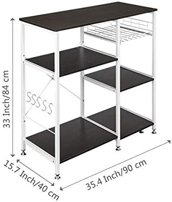 3-Tier Kitchen Baker's Rack-Utility Microwave Oven Stand Storage Cart Workstation Shelf for Spice Rack Organizer Workstation (Dark Brown)