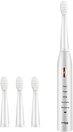 Cepillo de dientes eléctrico para adultos con 4 unidades, cepillo de dientes eléctrico sónico con limpieza profunda de 34000 VPM, 5 modos, cepillos