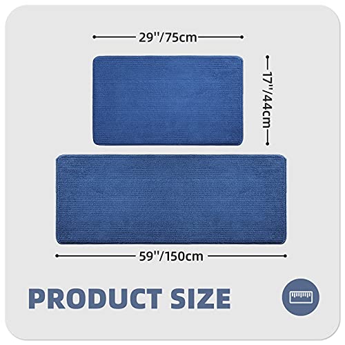 Color G Kitchen Rug Set Kitchen Runner Rugs Non Skid Washable Kitchen Floor Mat for in Front of Sink Absorbent, Blue Kitchen Mat 17"x29"+17" x79” - Image 6