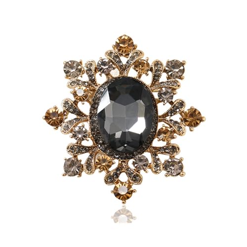 Image of Oval Rhinestone Brooch Pin for Women Girls Gold Plated Fashion Color Crystal Victorian Style Brooches Lapel Pins Dainty Hat Bag Dress Acccessories Antique Art Deco Christmas Valentine Festival Ornament Jewelry Gift