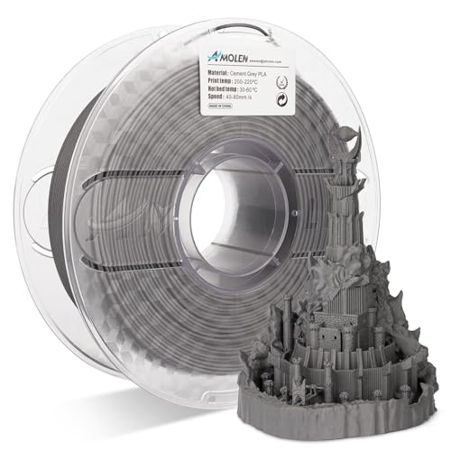 Image of AMOLEN PLA 3D Printer Filament, Cement Grey PLA Filament 1.75mm, Magic Stone Marble PLA 3D Printing Filament, 1kg Spool (2.2lbs), Dimensional Accuracy + /- 0.02 mm, Fit Most FDM Printer