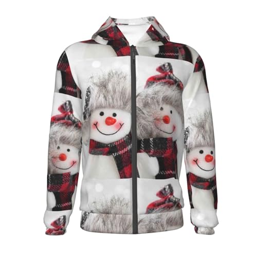 Christmas Snowman With Hat Kids Pullover Hoodies Boys Zip Up Sweatshirts Girls Athletic Clothes with Pocket2