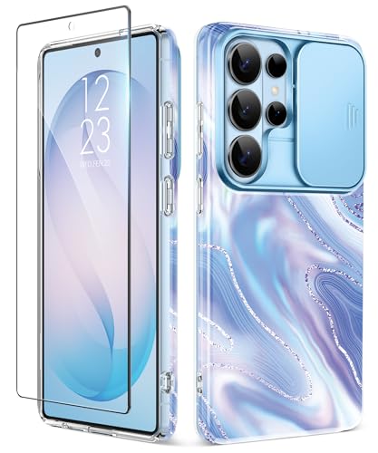 GVIEWIN for Samsung Galaxy S26 Ultra Case with Slide Camera Cover Marble