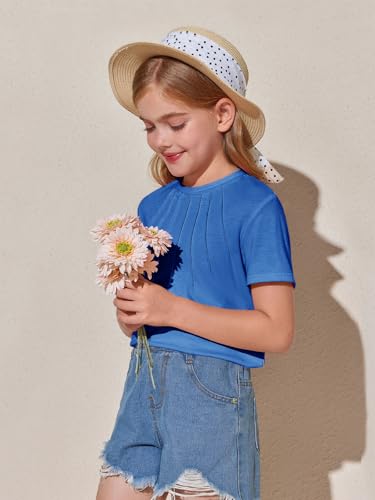 Image of Haloumoning Girls Pleated T Shirts Kids Summer Short Sleeve Fashion Tops Tees 5-14 Years