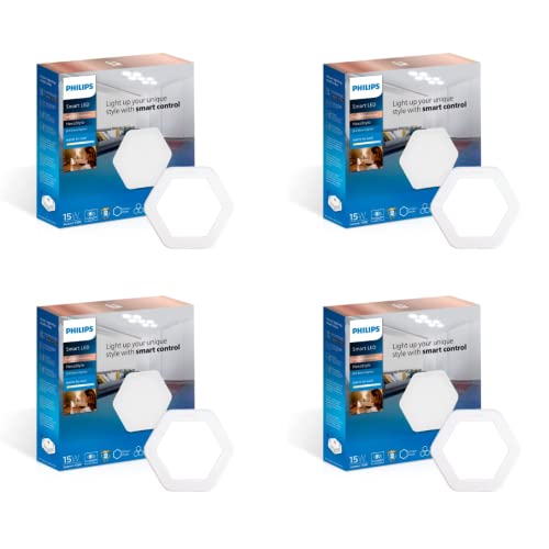 Image of Philips Wiz Smart Colour Changing, Dimmable, Wi-Fi Enabled 15-watt Hexastyle LED Ceiling Downlighter (Cutout: 6inch) | Compatible with Amazon Alexa & Google Assistant| Pack of 4