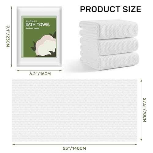 rngwaper Disposable Bath Towels Durable Large Portable Thicken Camping Towels Quick Dry, Absorbent,Ultra Soft for Travel Hotel Swimming Gym Sauna Spa Pet Sports Hiking Beach Spa 55''X27.5''(10pack)