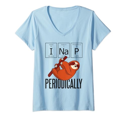 Donna Maglietta divertente «I Nap Periodicy Science» Maglietta con Collo a V