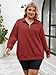 Chulianyouhuo Womens Plus Size Half Zip Pullover Long Sleeve Oversized Sweatshirt Drop Shoulder Hoodie Teen Girls Y2K Clothes Darkred