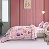 SIRDO Kids Magical Princess Comforter Set Bed in a Bag Twin Size- 5 Piece Soft Cute Castle Bedding Set for Girls (1 Comforter, 1 Flat Sheet, 1 Fitted Sheet, 2 Pillowcases), Pink #3