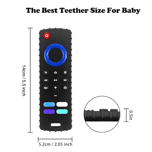 ERSIHUA 2-Pack Silicone Baby Teething Toys, Fire TV Remote Teethers for 6-12-18 Months Infant, Fire Remote Shape Toddlers Silicone Teethers for Boys and Girls Sensory Toy — view 6