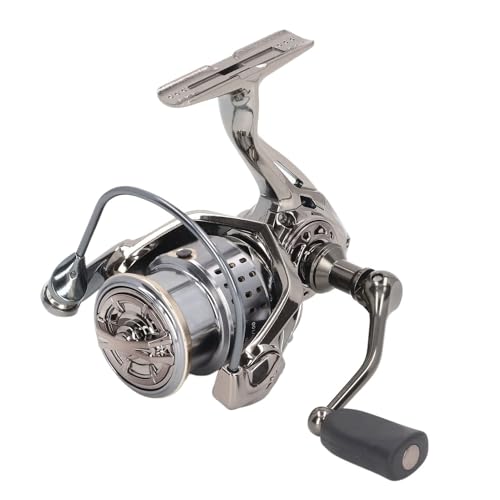 Spinning Reel, Metal 5.2:1 Fishing Reel Long Casting Chamfer Outlet 1000 2000 3000 Size Baitcaster Reels for Ice, Sea, Carp Fishing Freshwater & Saltwater Aluminum Reels Smooth & Powerful(1000S)