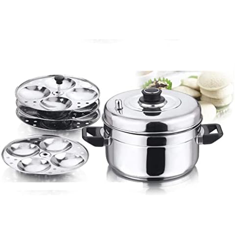 Vinod 4-Plate Idly Stand with Stainless Steel Idli Cooker, Makes 16 Idlys (IC-4P) Cover