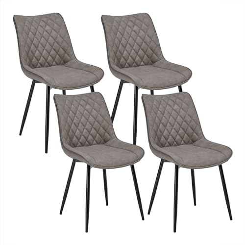 WOLTU Chaise de Salle à Manger Lot de 4, Chaises de Salon Scandinaves, pour Salle de Séjour, Chambre à Coucher, Cuisine, en Similicuir et Métal, Gris...