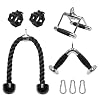Heavy-Duty Cable Machine Attachments, LAT Pulldown Kit with V-Bar, Tricep Rope, Double D Handle, Barbell Collar, 360° Swivel Hooks, Alloy Steel Home Gym Full Body Workout