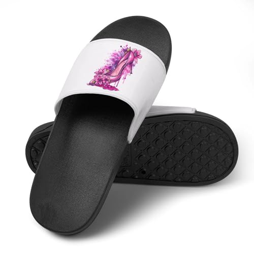 Watercolor High Hell Flowers Non Slip Slides Sandals for Women Men Quick Drying Shower Shoes for Bathroom Pool Beach4