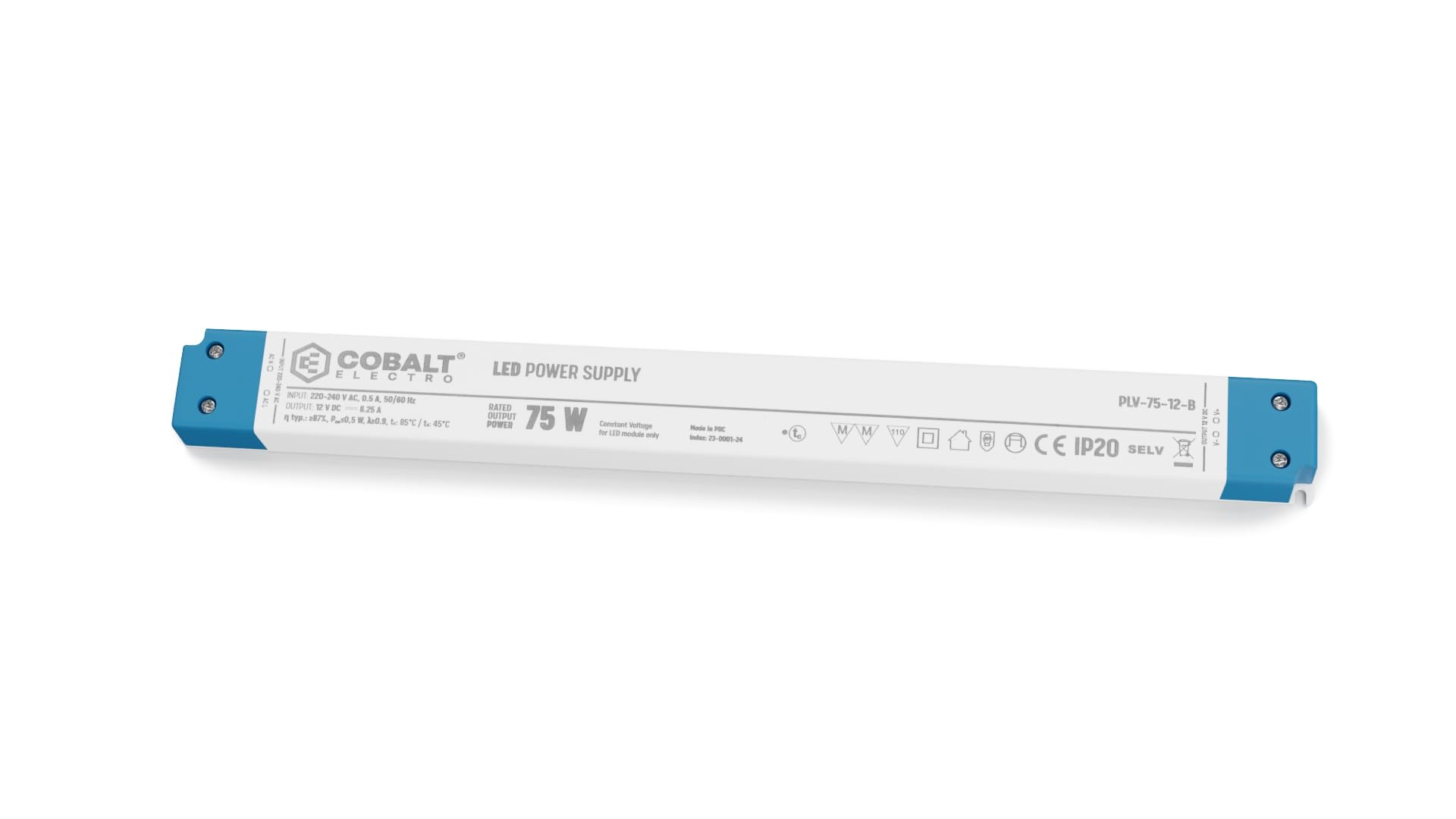 PLV zasilacz LED 75 W, 12 V | stopień ochrony IP20 | kompaktowy, wydajny i bezpieczny, transformator do oświetlenia LED