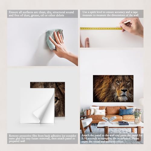 Image of JBER 6 Pack Art Acoustic Panels 72 inch x 48 inch, Soundproof Wall Art, Lion
