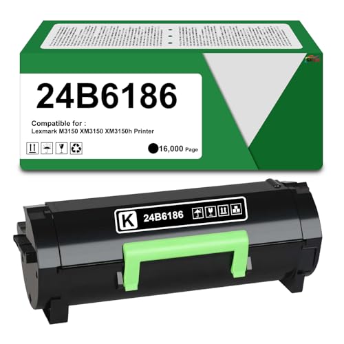 Image of 24B6186 Black Toner Cartridge 16000Pages High Yield Replacement for Lexmark M3150 XM3150 XM3150h Laser Printer All-in-One Copier