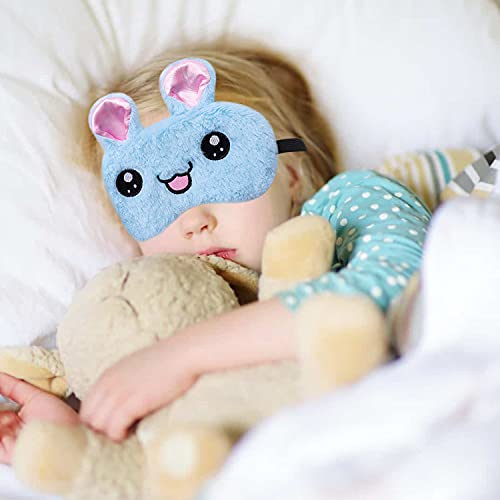 NITAIUN 4 stuks slaapmasker, dierenslap, oogmasker, cartoon, dier, oogklep, pluche, zachte slaapbril, nachtmasker voor kinderen, volwassenen, vrouwen, dames, reizen, slapen (4 stuks schattige dieren) - Image 6