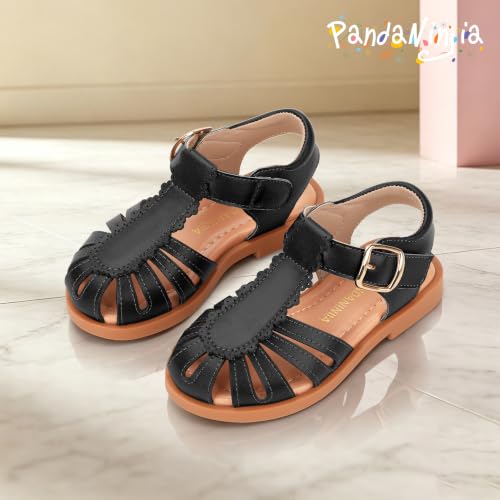 Image of PANDNAINJIA Toddler Girls Sandals T-Strap Dress Summer Shoes